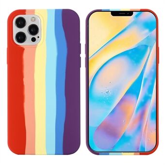 Rainbow Slim Fit Shockproof Anti-Scratch Soft Liquid Silicone Back Case for iPhone 13 Pro Max 6.7 inch - Red