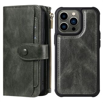 Multifunctional Zipper Pocket Wallet Design Horizontal/Vertical Flip PU Leather Cover Detachable Inner Phone Case for iPhone 13 Pro Max 6.7 inch