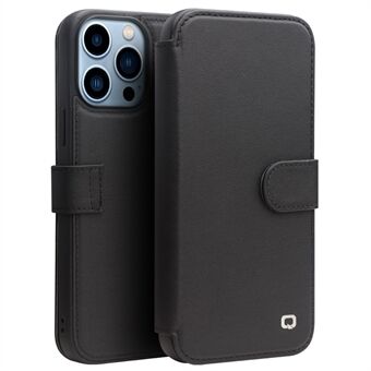 QIALINO Genuine Cowhide Leather Magnetic Clasp Full Protection Wallet Phone Case for iPhone 13 Pro Max 6.7 inch