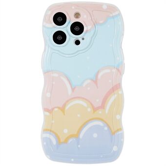 Pattern Printing TPU Back Cover for iPhone 13 Pro Max 6.7 inch, Wave-shaped Edge Shockproof Protective Phone Case