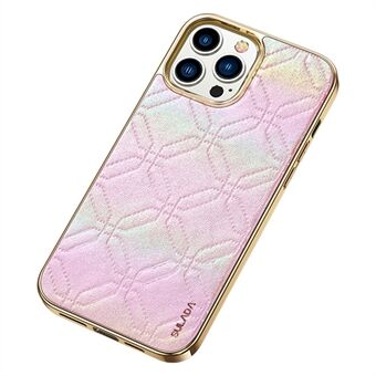 SULADA for iPhone 13 Pro Max 6.7 inch Imprinted Colorful PU Leather Coated Anti-drop TPU Back Shell Electroplating Edge Phone Cover