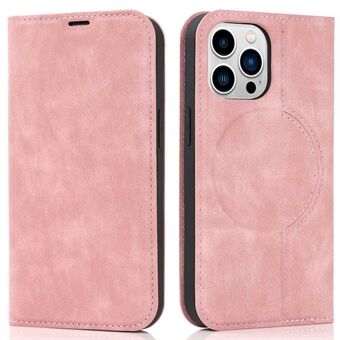 For iPhone 13 Pro Max 6.7 inch RFID Blocking Leather Case Card Holder Stand Magnetic Auto-absorbed Phone Shell