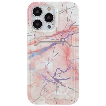 For iPhone 13 Pro Max 6.7 inch TPU Electroplating IMD Phone Case Marble Pattern Phone Cover with Card Slot