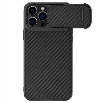 NILLKIN For iPhone 13 Pro Max 6.7 inch Carbon Fiber Phone Case Slide Camera Protection PC + TPU Hybrid Cover