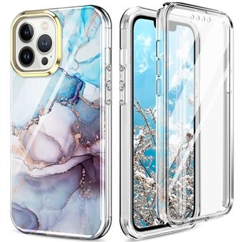 For iPhone 13 Pro Max 6.7 inch Airbag Drop-proof 3-in-1 Well-protected Detachable PC+TPU IMD Pattern Cover with Built-in PET Screen Protector