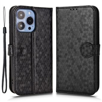 For iPhone 13 Pro Max 6.7 inch Well-protected Magnetic Clasp Dot Pattern Imprinted Phone Cover Leather Stand Wallet Book Style Case