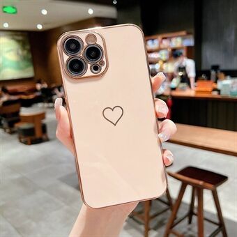 Electroplating Phone Case for iPhone 13 Pro Max 6.7 inch, Heart Pattern TPU Protective Phone Cover