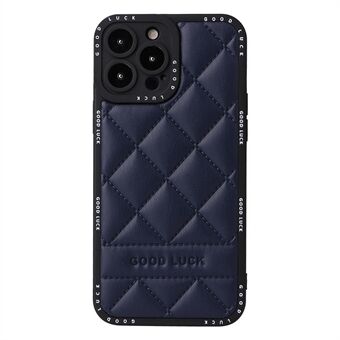 Drop-proof Phone Case For iPhone 13 Pro Max 6.7 inch, Rhombic Grid Texture PU Leather + PC + TPU Hybrid Back Cover