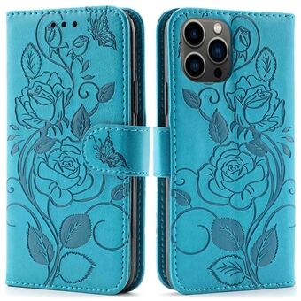 Full Protection Phone Case For iPhone 13 Pro Max 6.7 inch, Imprinted Roses PU Leather Flip Wallet Cover Stand Phone Shell