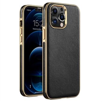 For iPhone 13 Pro Max 6.7 inch Business Electroplating Phone Case Anti-scratch TPU+PU Leather Phone Cover