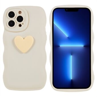 For iPhone 13 Pro Max 6.7 inch Love Heart Shape Wavy Edge Phone Case Soft TPU Air Cushion Protective Back Cover