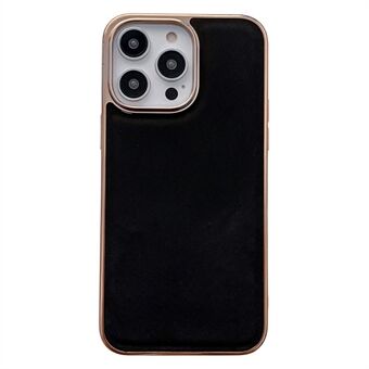 Silky Series For iPhone 13 Pro Max 6.7 inch Genuine Leather Coated TPU Phone Back Case Nano Electroplating Protective Cover