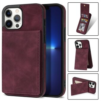 Fall Proof Back Cover for iPhone 13 Pro Max 6.7 inch, Solid Color Vertical Flip Kickstand Phone Case RFID Blocking PU Leather Coated TPU Shell with Multiple Card Slots