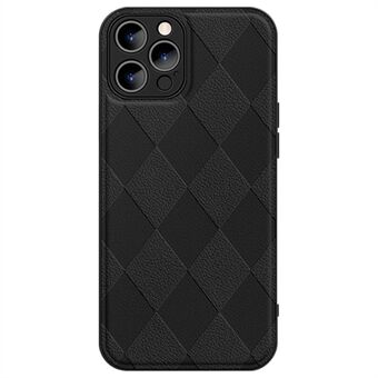 For iPhone 13 Pro Max 6.7 inch Bump Proof Rhombus Imprinted PU Leather Coated PC+TPU Phone Cover Back Shell