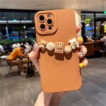 For iPhone 13 Pro Max 6.7 inch 3D Cartoon Figure Bear Decor Drop-proof Phone Case Precise Cutout Lens Soft TPU Back Cover