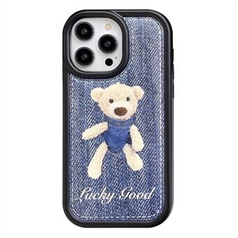 Anti-fall Phone Cover For iPhone 13 Pro Max 6.7 inch, Cotton Pad Bear TPU + Cloth Protective Smartphone Case