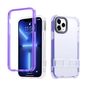 For iPhone 13 Pro Max 6.7 inch Hidden Kickstand Design Transparent Phone Case Anti-drop TPU + PC Hybrid Cover