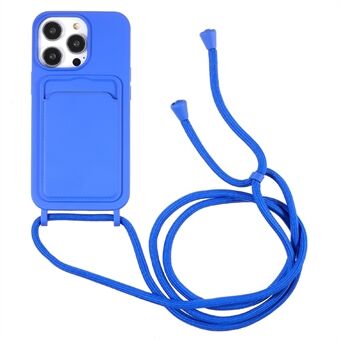 Liquid Silicone Case for iPhone 13 Pro Max 6.7 inch Anti-Drop Protective Phone Cover with Card Slot, Strap