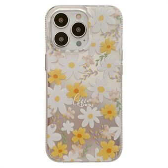 For iPhone 13 Pro Max 6.7 inch TPU Phone Case Hot Stamping IMD Flower Pattern Printing Back Cover