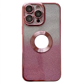 For iPhone 13 Pro Max 6.7 inch Soft TPU Glitter Phone Case CD Texture Logo View Electroplating Cover with Camera Lens Film