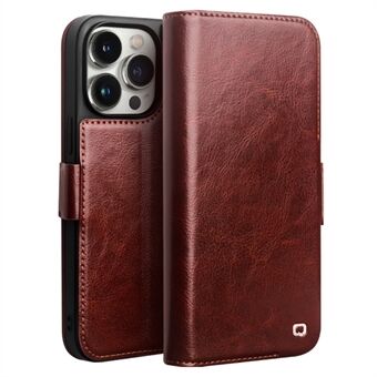 QIALINO For iPhone 13 Pro Max 6.7 inch Genuine Cow Leather Case Wallet Stand Flip Phone Cover