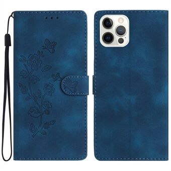 For iPhone 13 Pro Max 6.7 inch Flower Imprint Protection Shell Leather Wallet Stand Phone Case