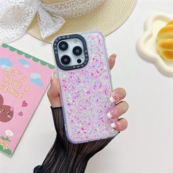 For iPhone 13 Pro Max 6.7 inch Glitter Sparkle Epoxy PC+TPU Case Camera Protection Frame Luminous Phone Cover