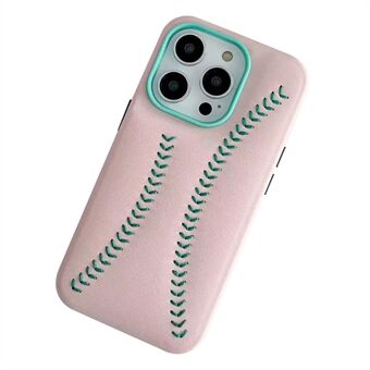 Phone Case for iPhone 13 Pro Max 6.7 inch Baseball Texture Embroidery PU Leather Coated Hard PC Cover