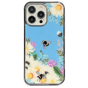 For iPhone 13 Pro Max 6.7 inch Flower Pattern IMD Cover Electroplating Edge PC+TPU Phone Case