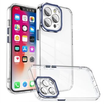 For iPhone 13 Pro Max Phone Cover Transparent TPU+PC Case with Glass Lens Film