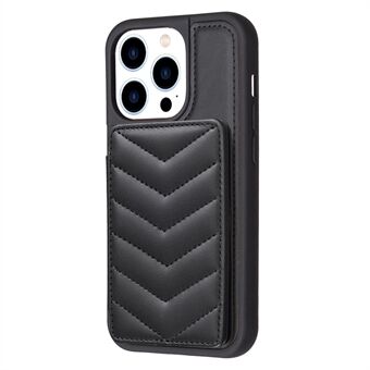 BF26 For iPhone 13 Pro Max PU Leather+TPU Phone Case Card Holder Kickstand Wave Texture Stitching Line Phone Shell