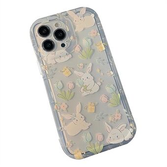 Clear Phone Case for iPhone 13 Pro Max 6.7 inch Cartoon Rabbit Flower Pattern TPU Cover