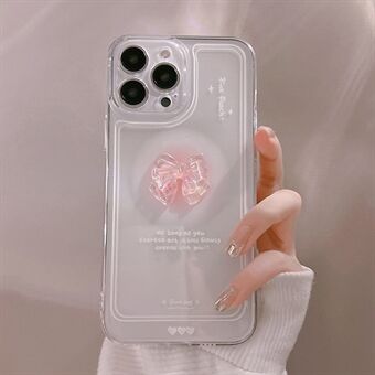 For iPhone 13 Pro Max Anti-scratch Phone Cover Clear TPU Case with Crystal Bowknot Decor