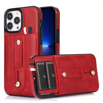 Scratch Proof Phone Case for iPhone 13 Pro Max 6.7 inch , Retro PU Leather Coated TPU Card Slots Kickstand Cover