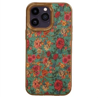 Flower Pattern Series Electroplating Case for iPhone 13 Pro Max , PU Leather Coated TPU+PC Phone Cover