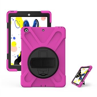 360 Degree Swivel Kickstand PC + Silicone Hybrid Case with Hand Holder Strap for iPad 10.2 (2021)/(2020)/(2019)