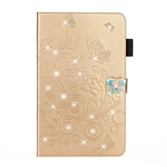 Imprint Flower Butterfly Rhinestone Wallet Leather Stand Case for iPad 10.2 (2021)/(2020)/(2019)