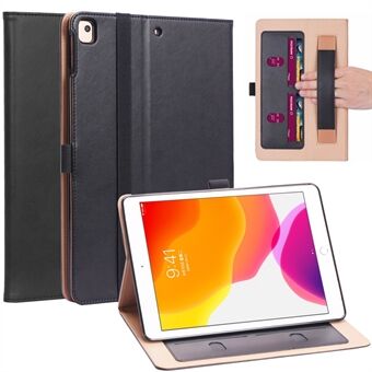 WY-2099 for iPad 10.2 (2021)/(2020)/(2019) Leather Cover Stand Card Slots Tablet Case with Elastic Band and Hand Strap