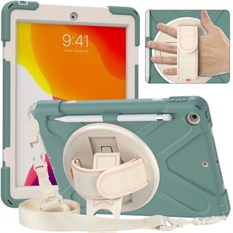 Shockproof Hybrid Tablet Case Cover + Strap + Rotary Kickstand Design with Pen Slot for iPad 10.2 (2021)/(2020)/(2019)