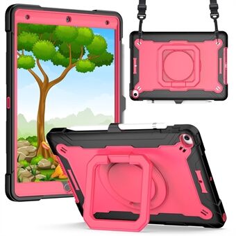 360-Degree Rotating Kickstand PC + Silicone Shockproof Tablet Case Cover with Shoulder Strap for iPad 10.2 (2021)