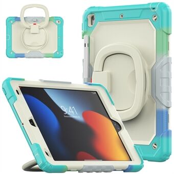 Shockproof Case for iPad 10.2 (2021) / (2020) / (2019) Anti-Drop Case 360-Degree Rotating Kickstand PC + Silicone Tablet Cover with Shoulder Strap