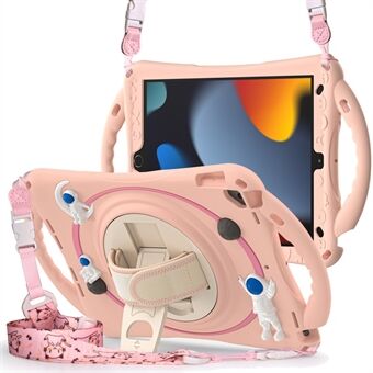 For iPad Pro 10.5-inch (2017) / iPad Air 10.5 inch (2019) / iPad 10.2 (2021) / (2020) / (2019) Tablet Case Astronaut PC+Silicone Kickstand Cover with Hand Strap / Shoulder Strap