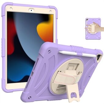 Kickstand Tablet Case for iPad 10.2 (2019) / (2020) / (2021) / iPad Air 10.5 inch (2019) , Silicone+PC Rugged Shockproof Cover with Hand Strap / Pencil Holder