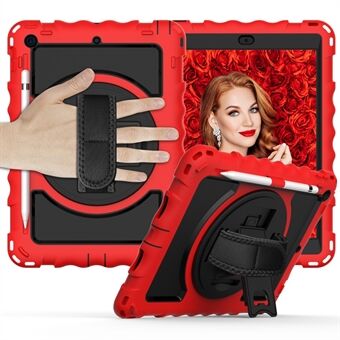 For iPad 10.2 (2021) / (2020) / (2019) Rotating Kickstand Tablet Case Silicone+PC Anti-drop Tablet Cover