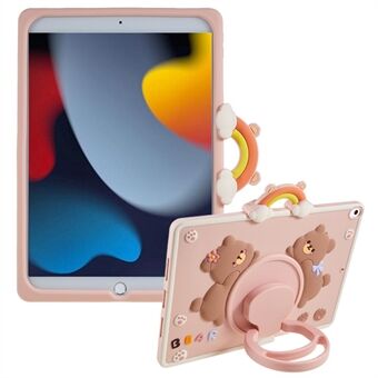 For iPad 10.2 (2021) / (2020) / (2019) / iPad Air 10.5 inch (2019) / Pro 10.5-inch (2017) Tablet Case PC+Silicone Cartoon Bear Kickstand Cover