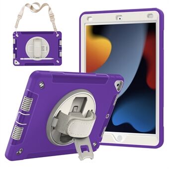 TPU+PC Tablet Case for iPad 10.2 (2019) / (2020) / (2021) , Hand Strap Kickstand Cover with Shoulder Strap