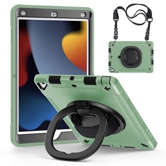 Protective Case for iPad 10.2 (2019) / (2020) / (2021) PC+TPU Kickstand Tablet Cover with PET Screen Protector / Shoulder Strap