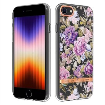 For iPhone SE (2022)/SE (2020)/8/7 4.7 inch YB IMD-8 Series Flower Pattern Design Phone Case Electroplating IMD Soft TPU Scratch-Resistant Cover