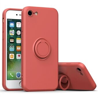 For iPhone 7/8 4.7 inch/SE (2022)/SE (2020) Phone Case Wear-resistant TPU Rubberized Shockproof Phone Shell with Ring Kickstand