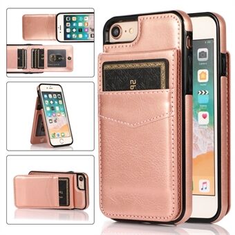 For iPhone 7 / 8 / SE (2020) / SE (2022) Card Holder Phone Case Kickstand PU Leather + TPU Cover